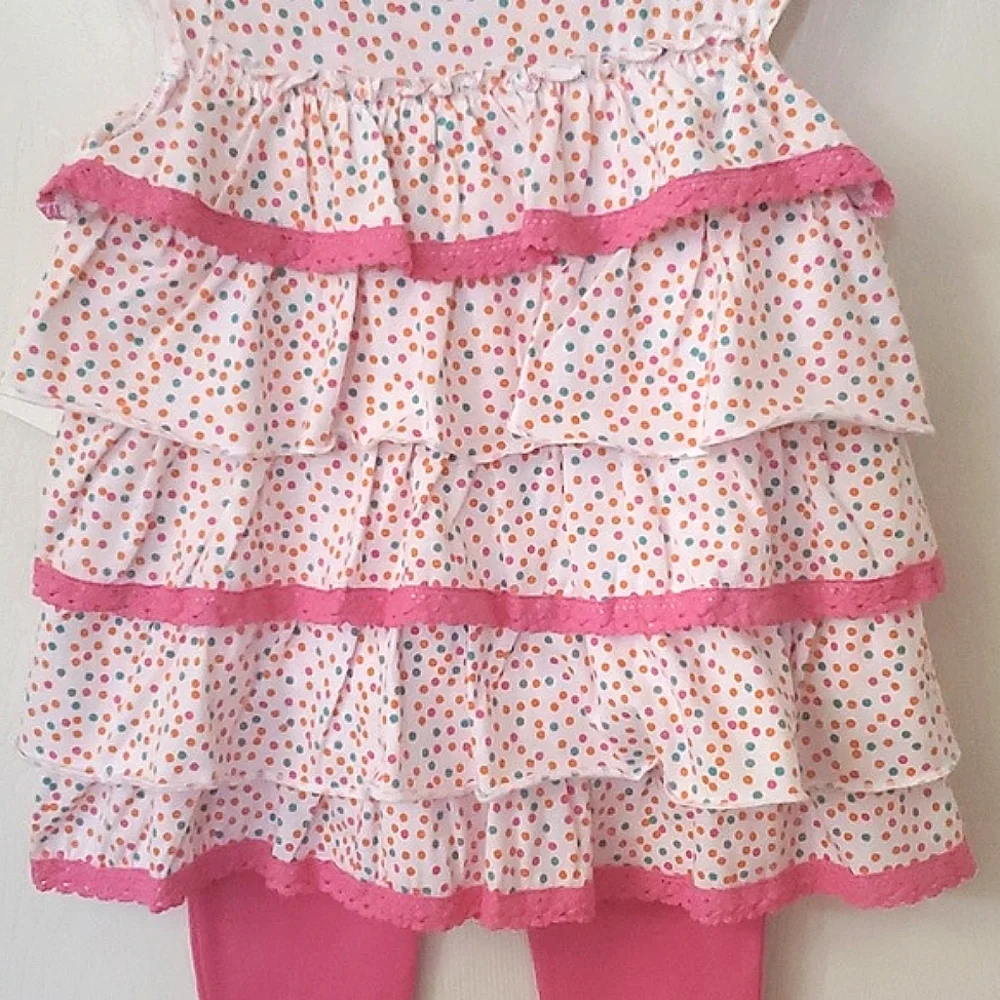 NWT New Sweet Ivy Pink & White Speckled Dot Two Piece Top & Pants 18 Months - Picture 6 of 9
